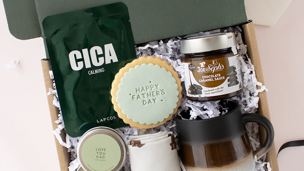 TreatBox Father's Day gift box with luxury treats and personalised gifts for dad