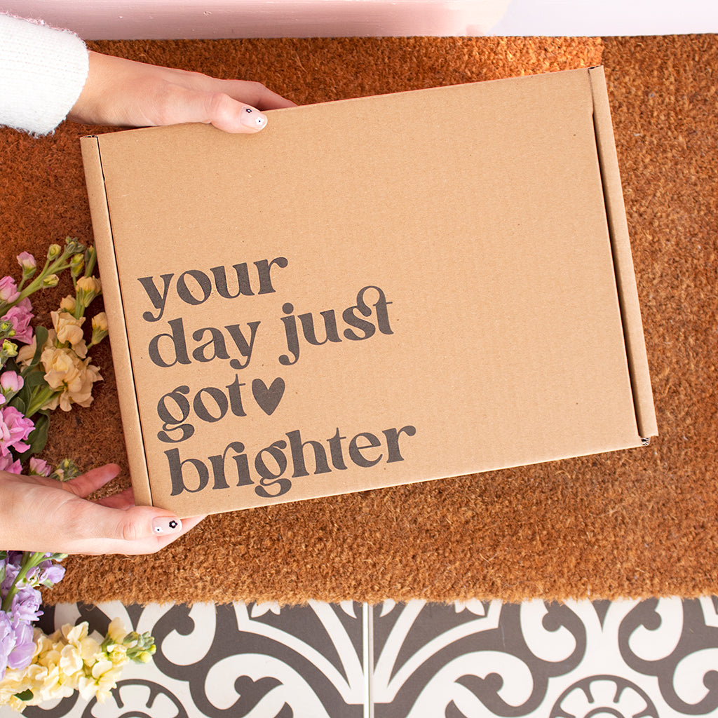 Birthday Advent treatbox a 7 day countdown to your birthday, seven gifts of all different sizes wrapped in beautiful pastel wrapping paper, tied with a bow, all packed neatly into an amazing purple printed box, to arrive at your doorstep in true birthday style.