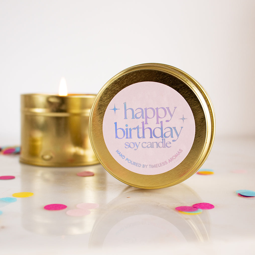 Tin Happy Birthday Soy Wax Candle | Add on