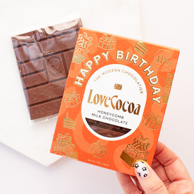 Happy Birthday Honeycomb Milk Chocolate Bar | Add on