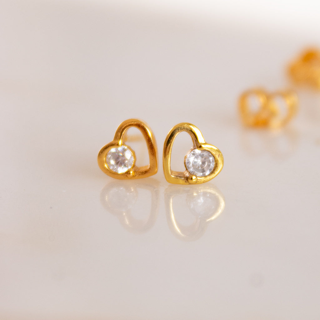 Heart Gem Gold Plated Earrings
