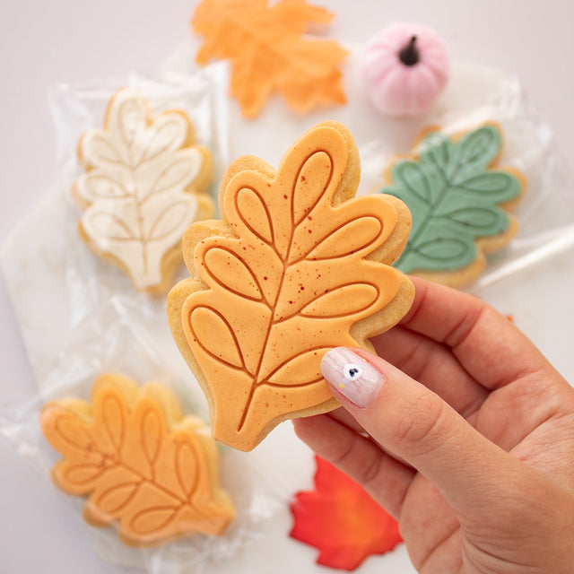 Leaf Shaped Vegan Iced Biscuit