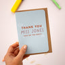 Personalised Blue Thank You Teacher Card