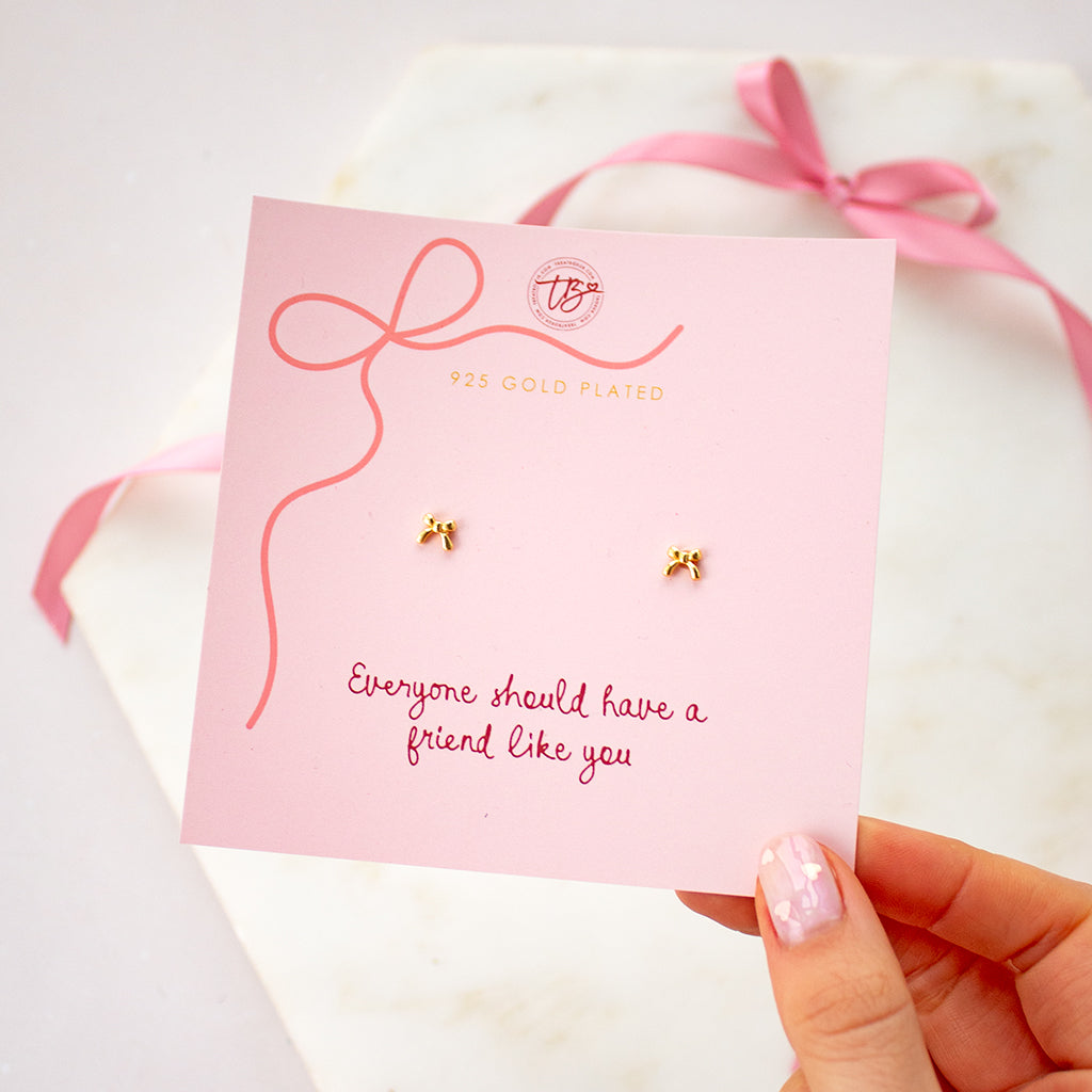 Everyone Should Have A Friend Like You - Bow Gold Plated Earrings