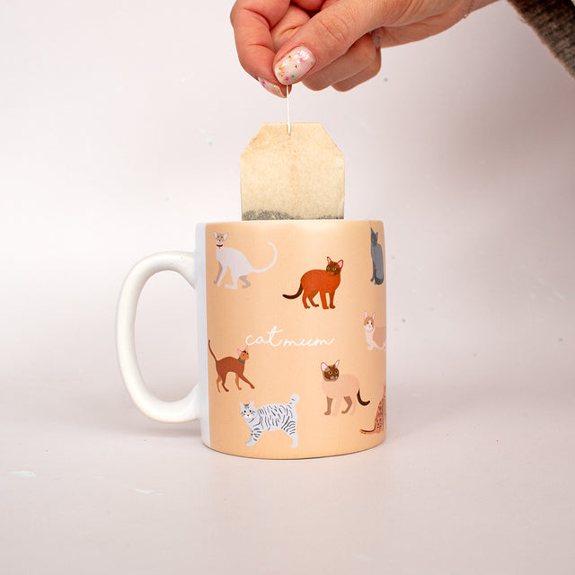 'Cat Mum' Illustrated Matte Mug