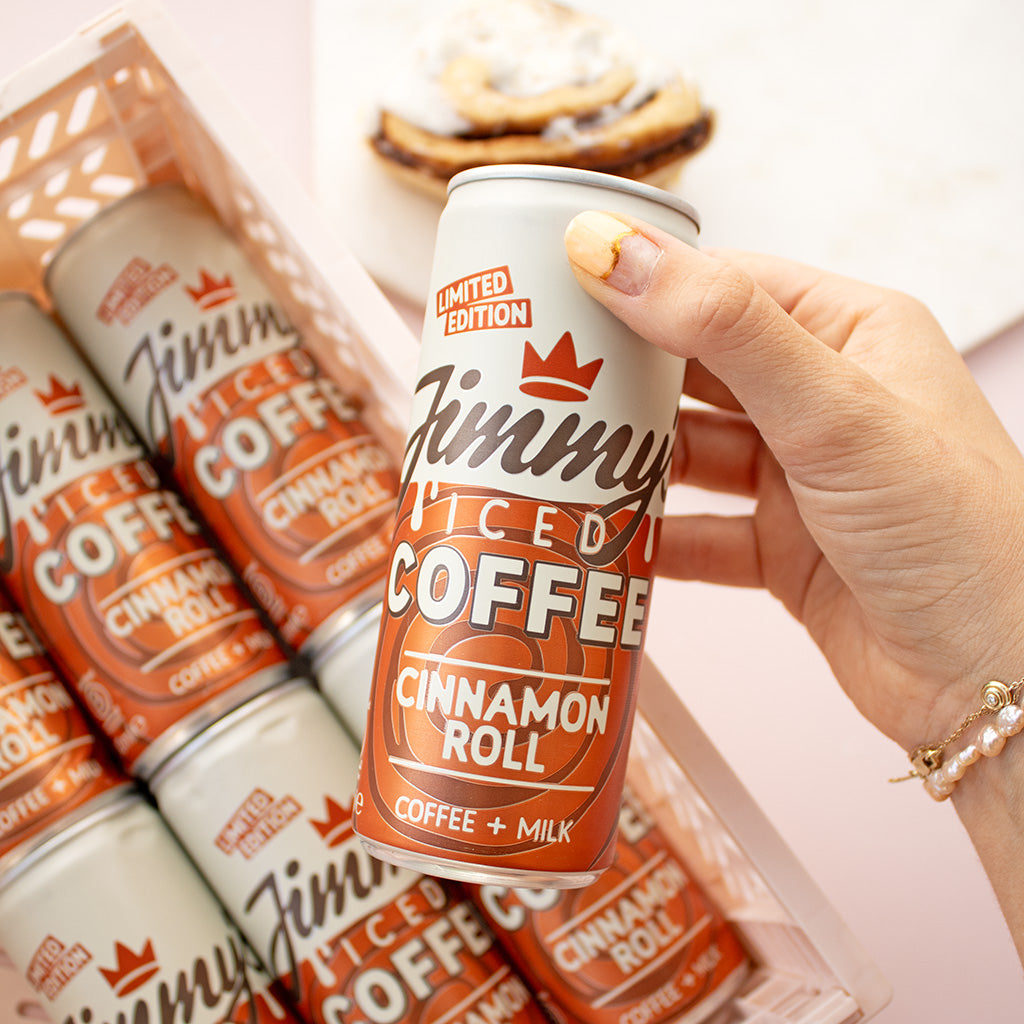 Can of Jimmy's Cinnamon Roll Iced Coffee