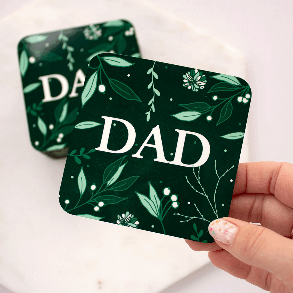 Pops or Dad Green Leaf Coaster