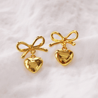 Gold OR Silver Ribbon & Heart Earrings