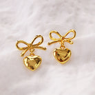 Gold OR Silver Ribbon & Heart Earrings