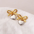 Gold OR Silver Ribbon & Heart Earrings