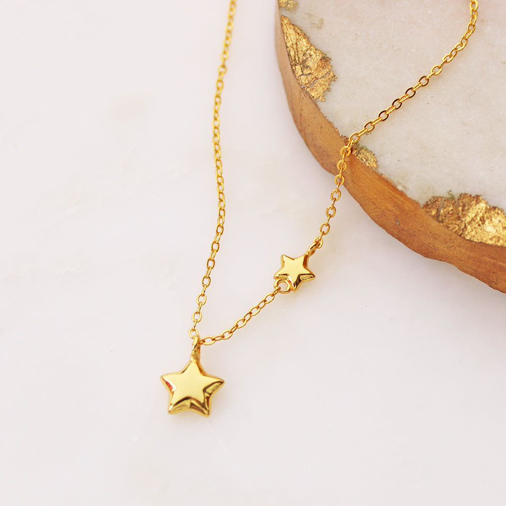 Double Star Gold Necklace