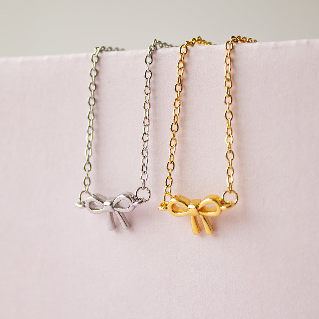 Silver or Gold Bow Necklace