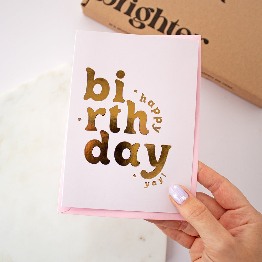 Foil Pink Happy Birthday Card | Add On