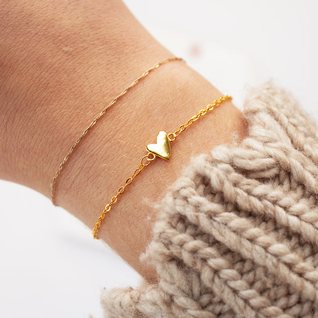 Heart Charm Gold Bracelet