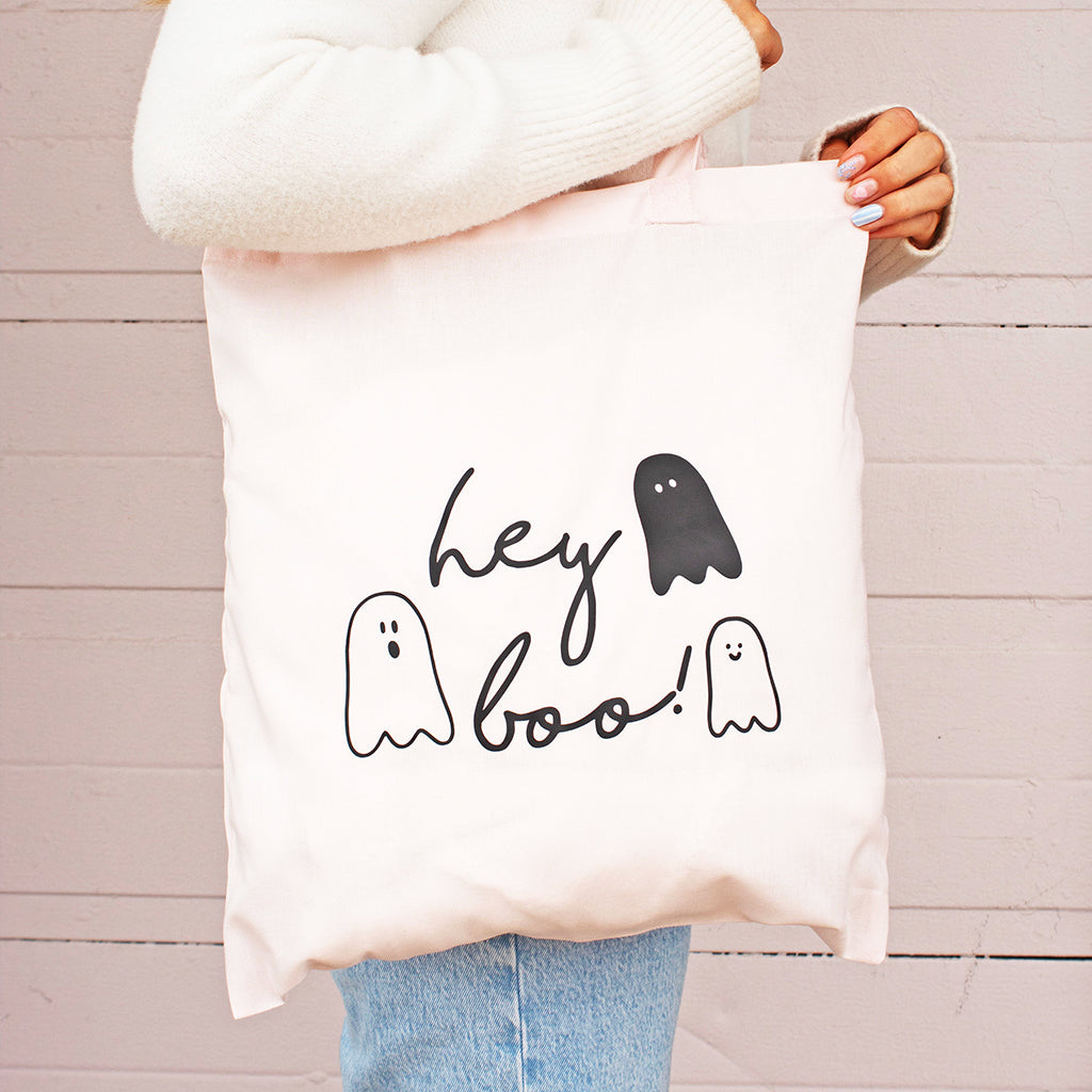 Hey Boo Tote bag - Pink OR Natural