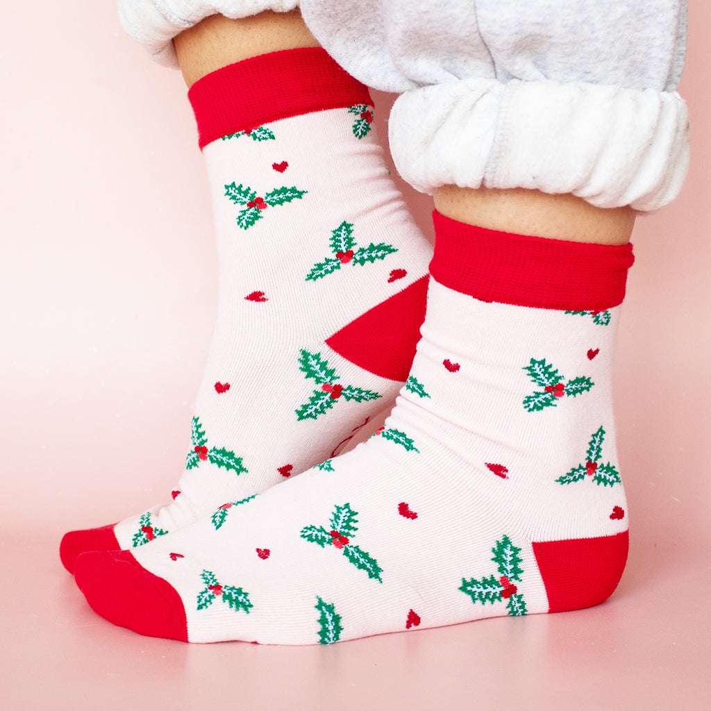 Holly Print Socks