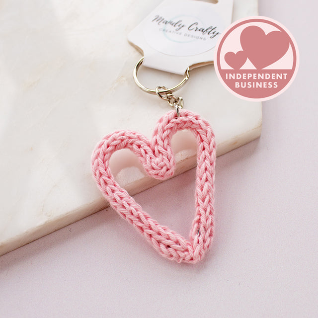 Knitted Pink Heart Keyring