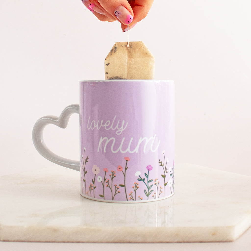 Lilac Lovely Mum Heart Handle Mug |Add On