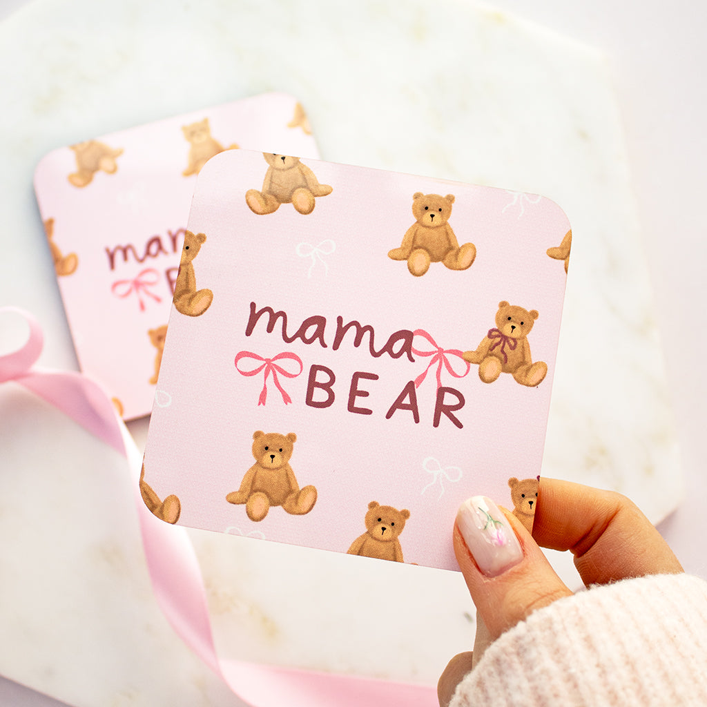 Mama Bear Teddy & Bow Coaster