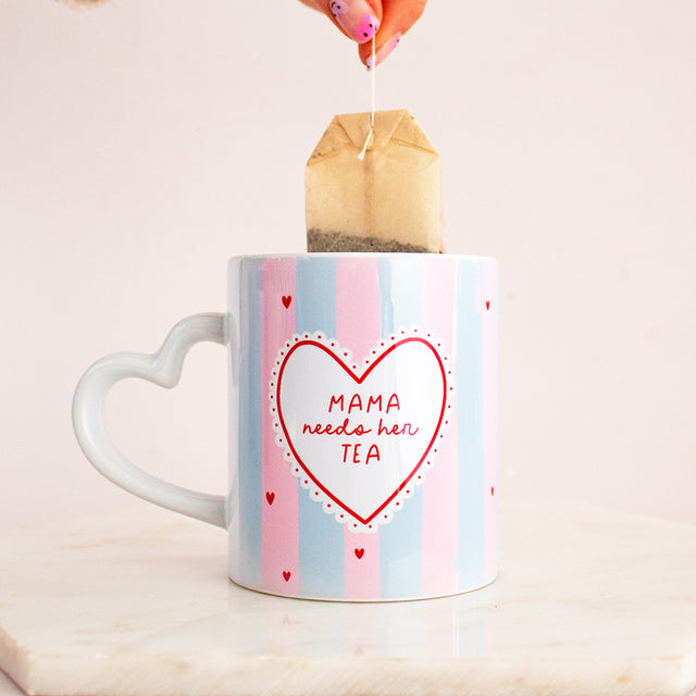 Mama Needs Her Tea Heart Handle Mug