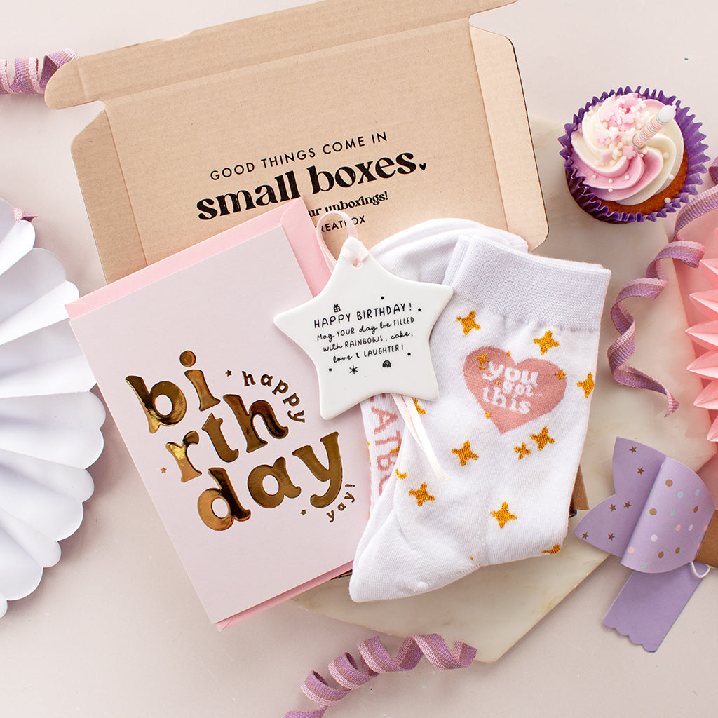 Mini Birthday Ceramic and Socks | Ready To Go Treatbox