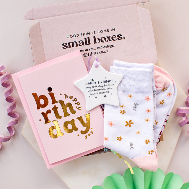 Mini Birthday Ceramic and Socks | Ready To Go Treatbox