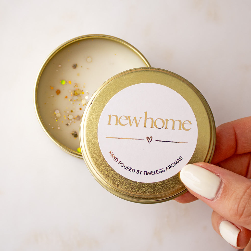 Tin New Home Wax Candle