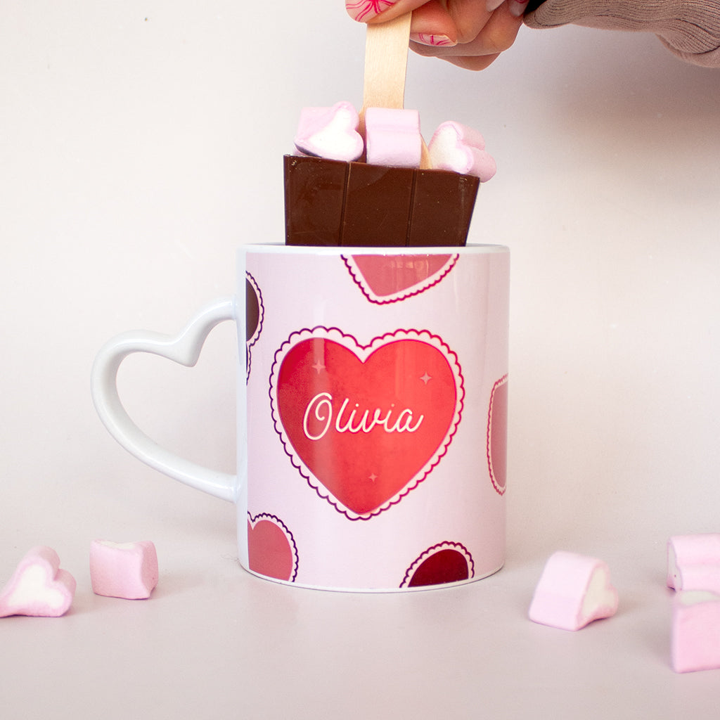 Scallop Heart Personalised Name Heart Handle Mug | Add On