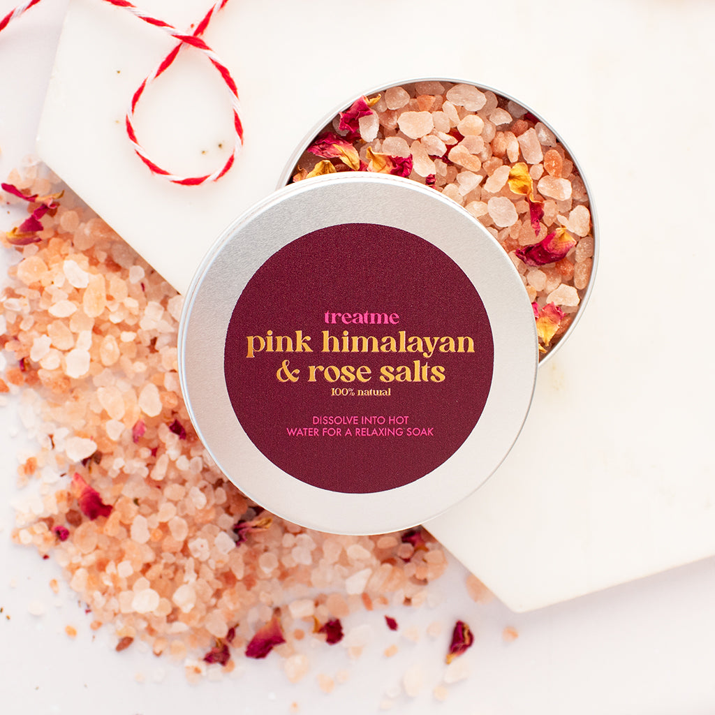 Limited Edition Pink Himalayan salts with dried Rose Petals