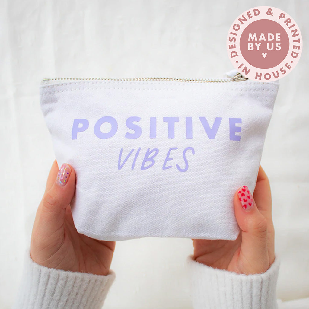 White and Lilac Positive Vibes Pouch
