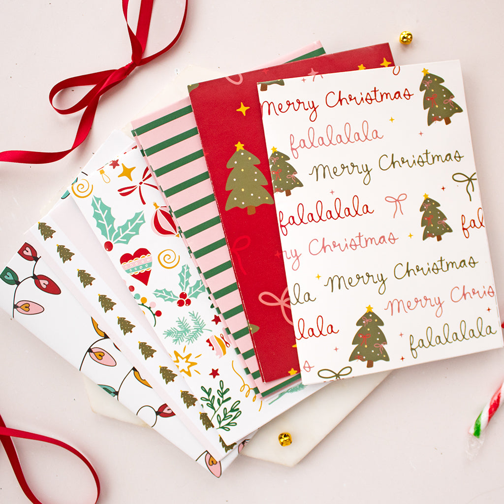 Set of 12 Christmas Wrapping Paper Sheets