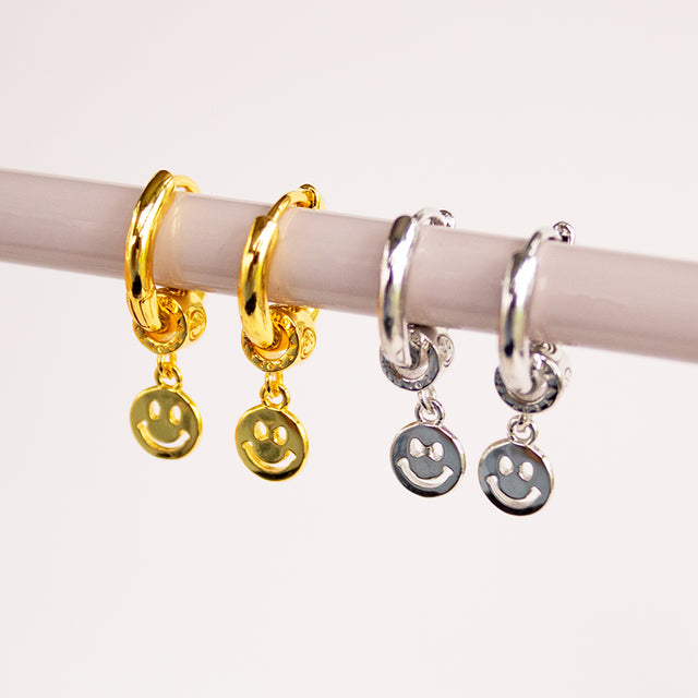 Gold or Silver Smiley Face Earrings