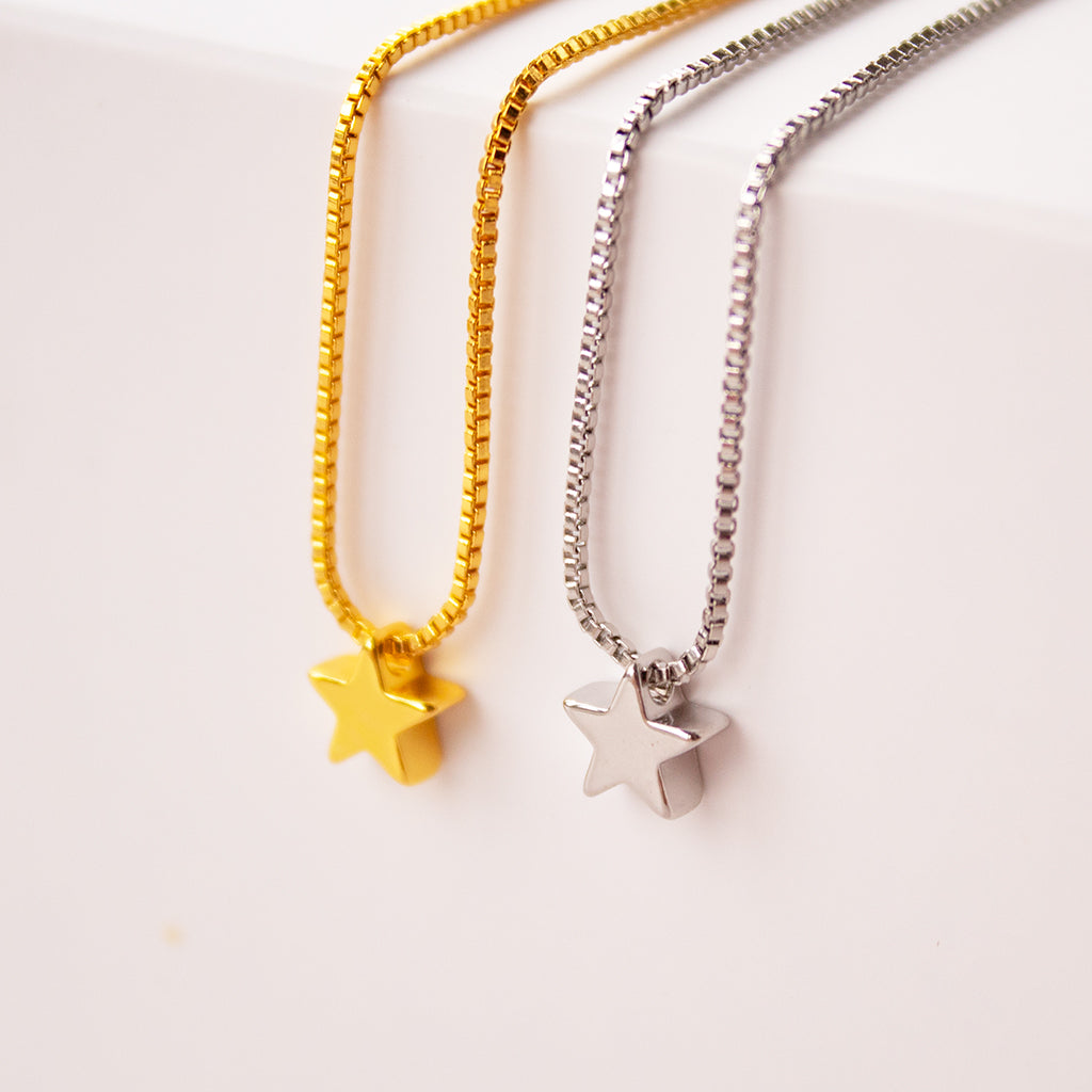 Silver or Gold Plated Star Necklace