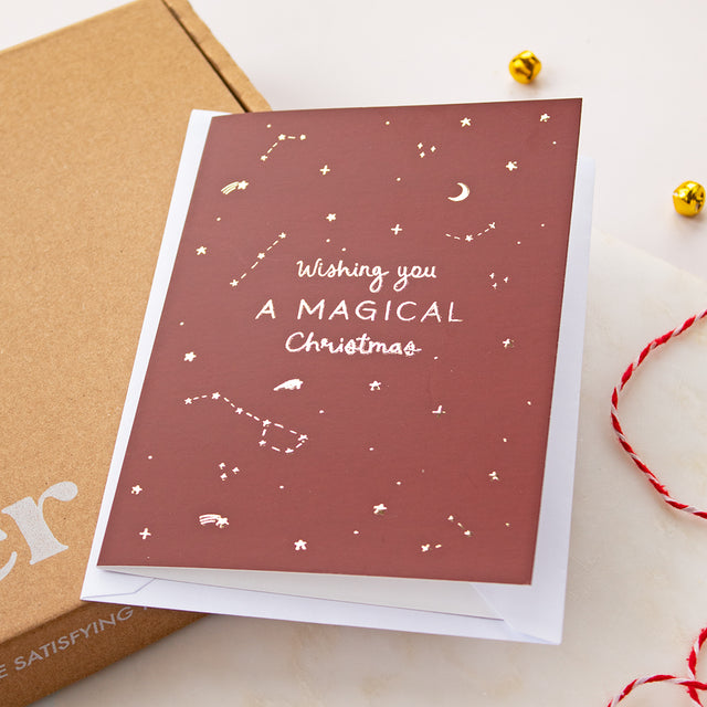 Red Wishing You A Magical Christmas Gold Foil Card | Add On