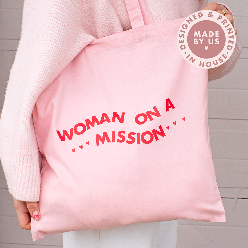 Woman On A Mission Pink Tote Bag