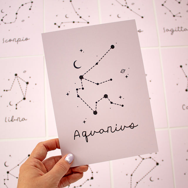 PINK Personal Star Sign Print