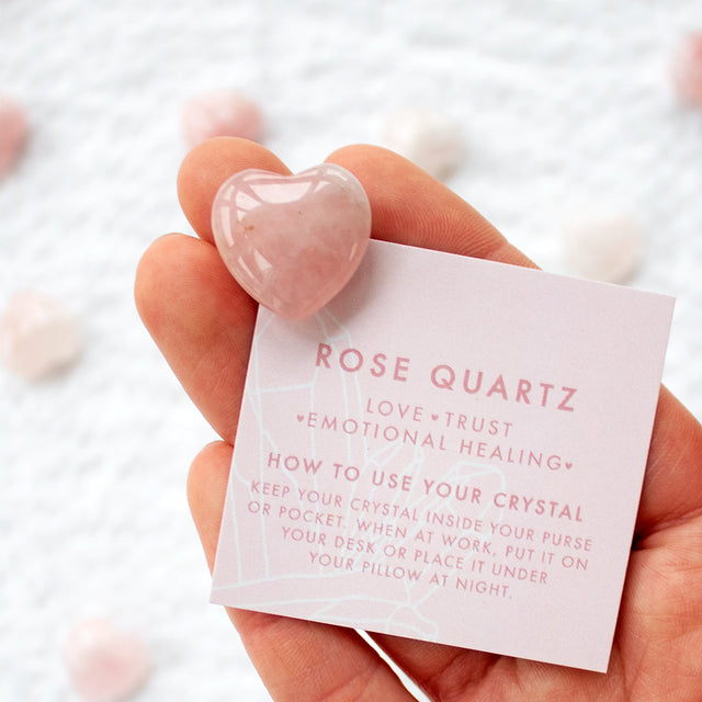 Individual Rose Quartz Crystal Heart