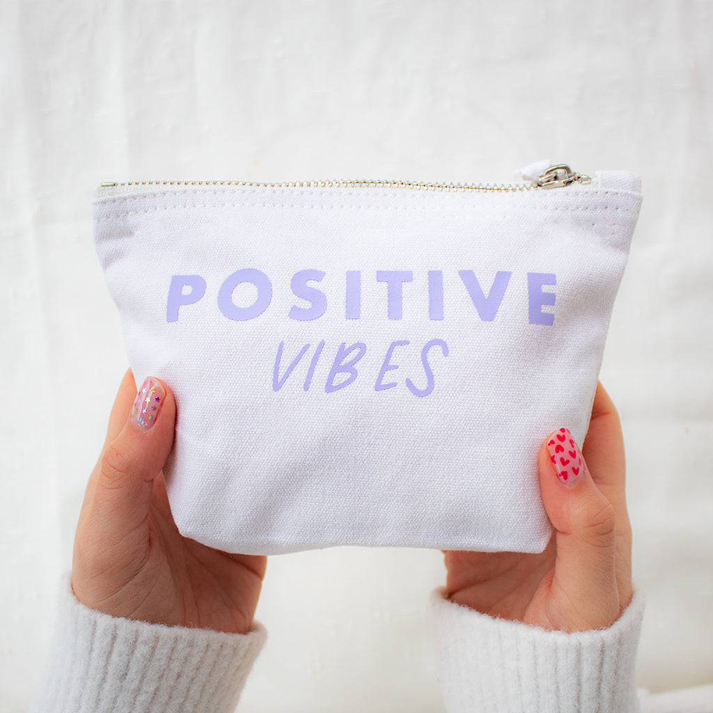 positive vibes makeup pouch